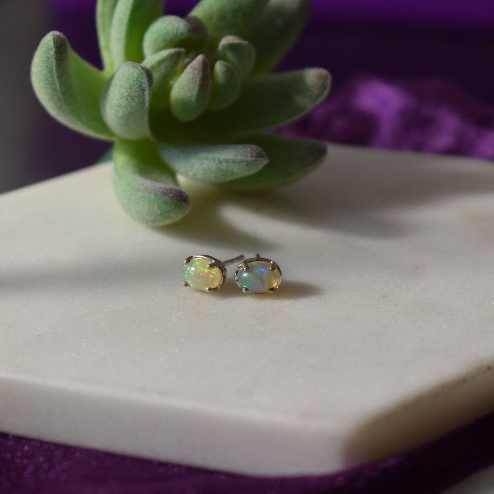 Welo Opal Solitaire Stud Earrings - image 6